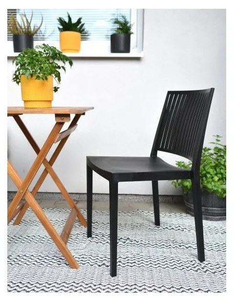 Scaun de grădină negru din plastic Bars - Rojaplast