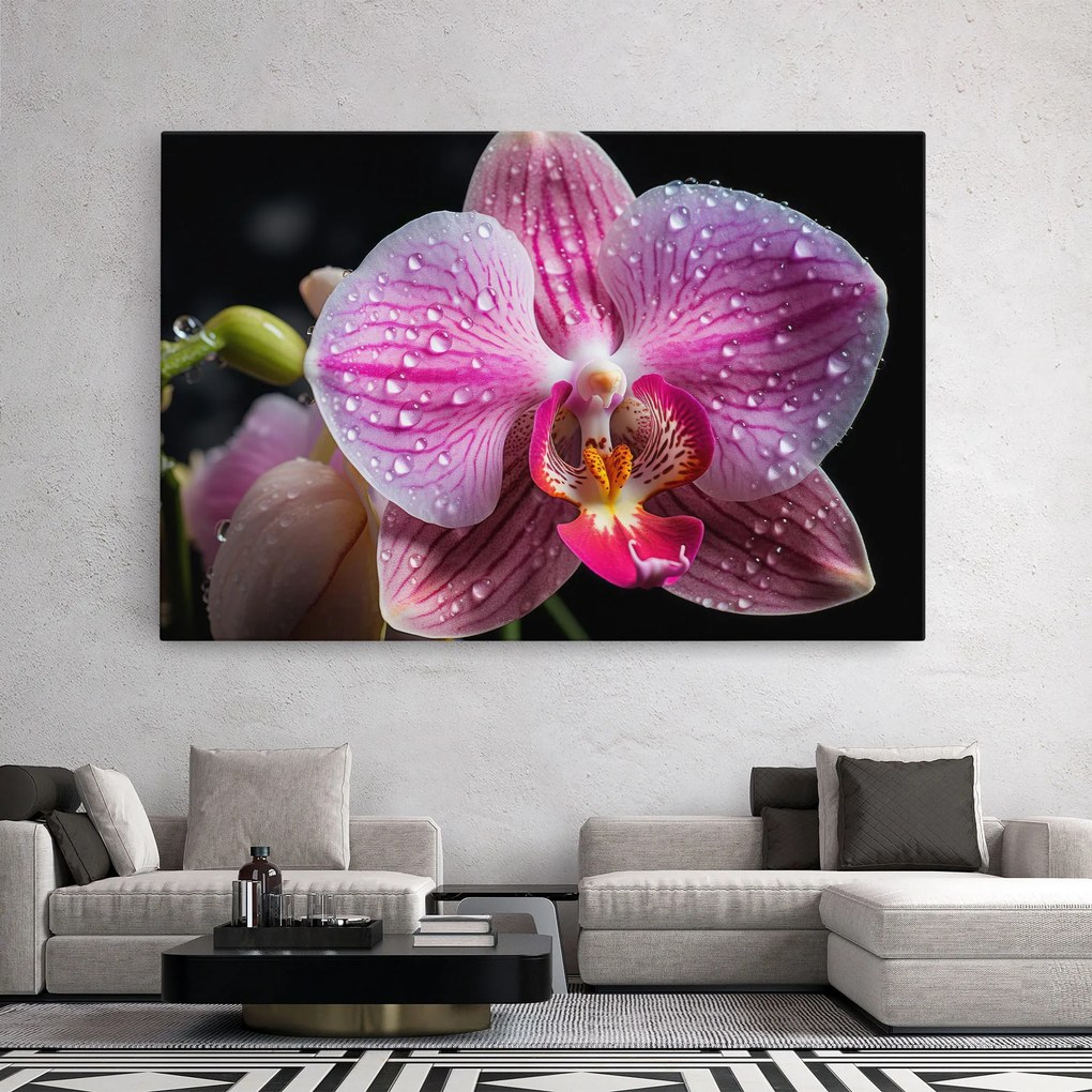 Tablou Canvas, 80x120cm, Dormitor si Living, Flori, Orhidee, Pretty Orchid After Rain