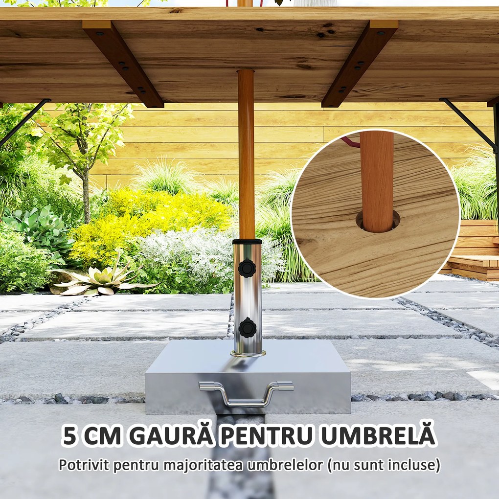 Outsunny Masă de Grădină pentru 6 Persoane cu Orificiu pentru Umbrelă, 175x80x75 cm, Maro | Aosom Romania