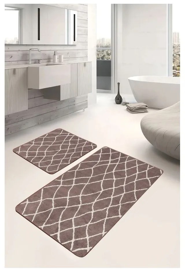 Covorașe de baie maro 2 buc. din catifea 60x100 cm – Mila Home