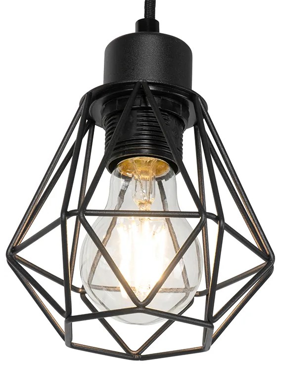 Lampă de podea rustică neagră cu lemn 2 lumini - Chon