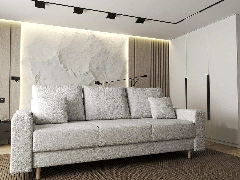 Canapea extensibilă dumonde cu ladă de depozitare si sezut confortabil din spuma high-density, Kronos Euphoria Ivory 210x100 cm