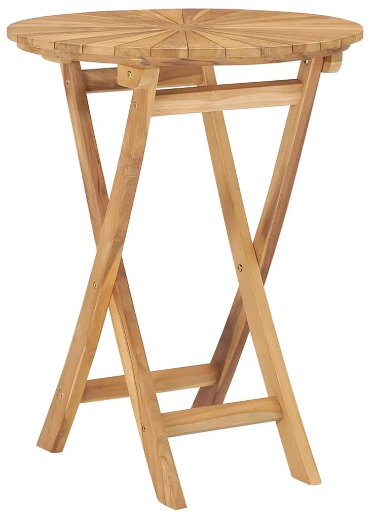 vidaXL Masă pliabilă de grădină, Ø 60 cm, lemn masiv de tec