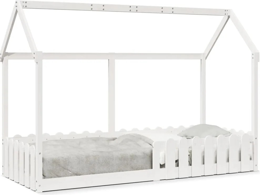 vidaXL Cadru pat tip casă pentru copii alb 80x200 cm lemn masiv de pin