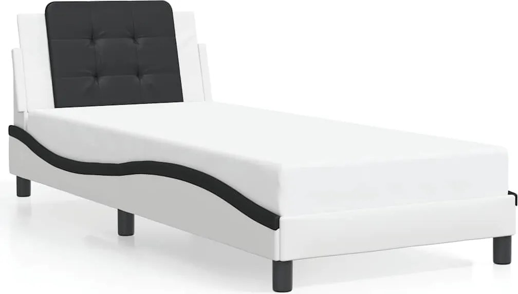 vidaXL Cadru de pat fără saltea Zadar alb și negru 90x190 cm piele artificială