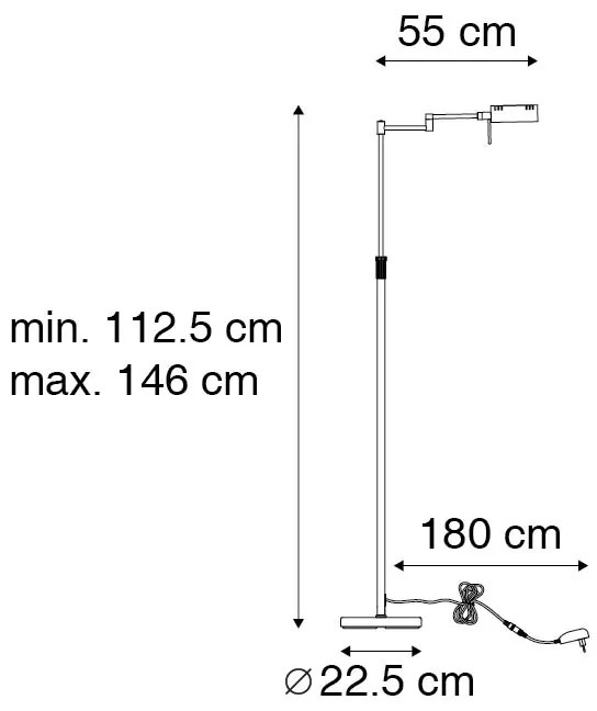 Lampa de podea de design din oțel cu LED inclus cu dimmer tactil - Notia
