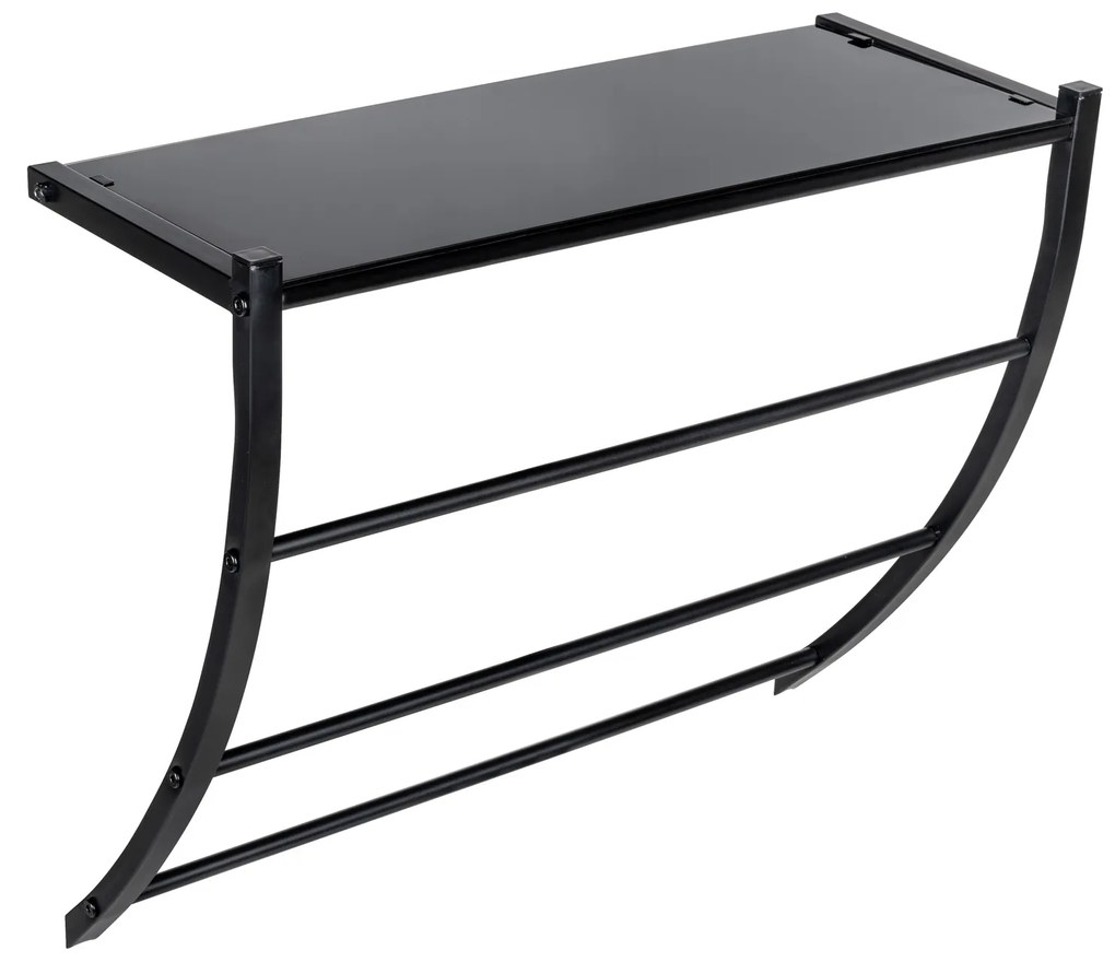 Suport de perete negru cu poliță de sticlă, Tarderia, WENKO