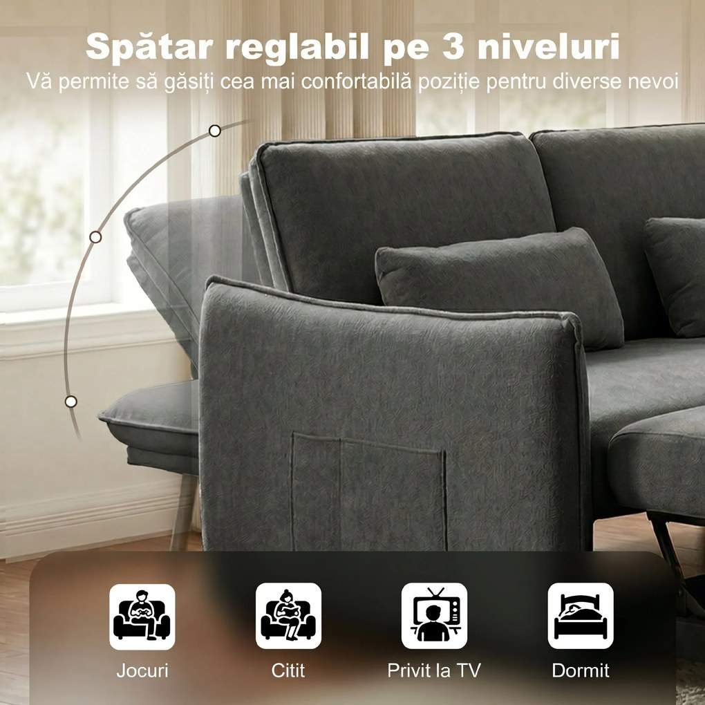 HOMCOM Canapea mică extensibilă cu saltea integrată | Aosom Romania