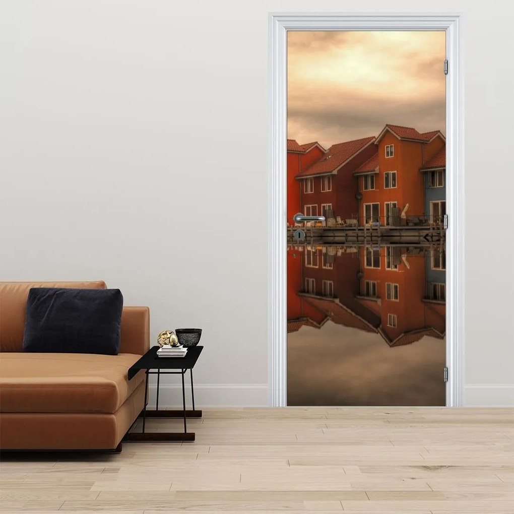Fototapet pentru ușă - Căsuțe colorate (95x205cm)