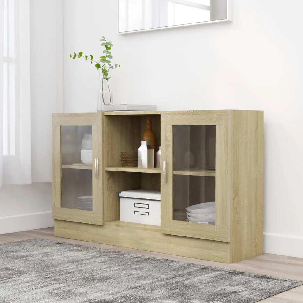 vidaXL Dulap cu vitrină, stejar sonoma, 120x30,5x70 cm, lemn prelucrat
