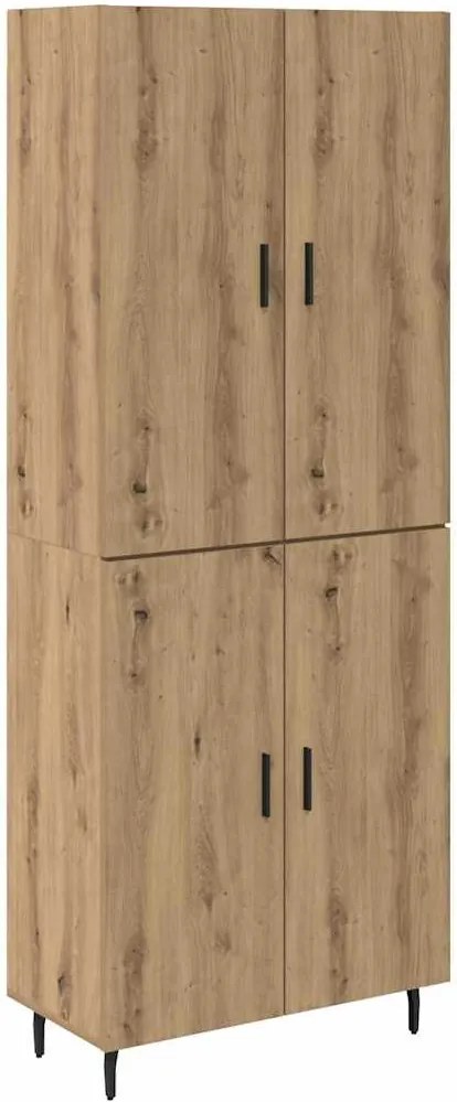 vidaXL Bufet 2 pcs Stejar Artizanal Lemn Stratificat și Sticlă