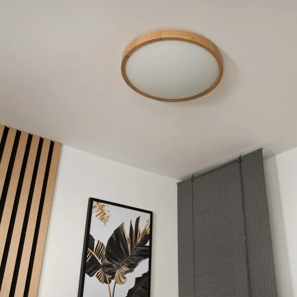 Brilagi-LED RGBW Plafonieră dimabilă CARVALHO SLIM 3xE27/9W/230V Wi-Fi stejar, diametru 47 cm