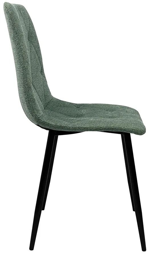 Scaun de sufragerie verde NAOMI BORG cu picioare negre