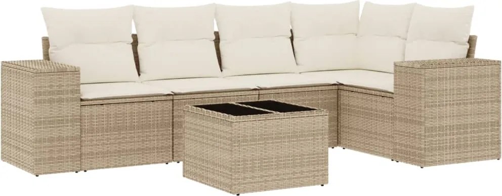 vidaXL Set canapele de grădină cu perne, 6 piese, bej, poliratan