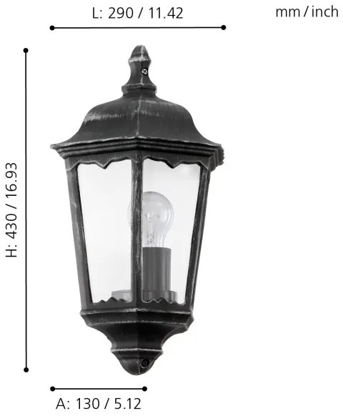 Eglo 93459 - Corp de iluminat perete exterior NAVEDO 1xE27/60W/230V