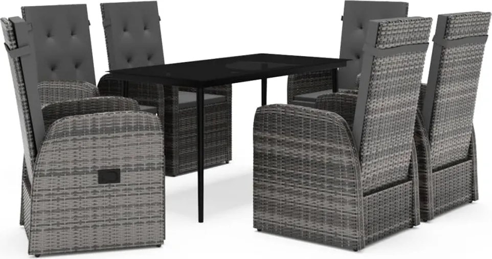 vidaXL Set mobilier pentru grădină, cu perne, 7 piese, gri