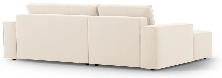 Colțar bej extensibil/cu spațiu de depozitare cu tapițerie din catifea (cu colț pe partea stângă /cu șezlong) Jodie – Micadoni