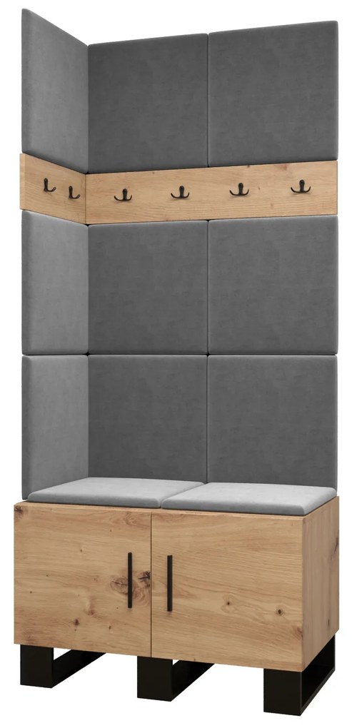 Set mobilier pentru hol Amanda 11 (Stejar artisan + gri închis). 1085950