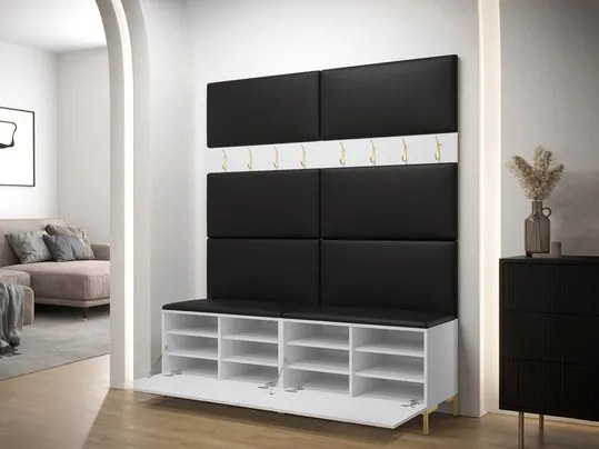 Set mobilier hol Frisala II (Negru + piele ecologică Soft 017 (Alb)). 1060421