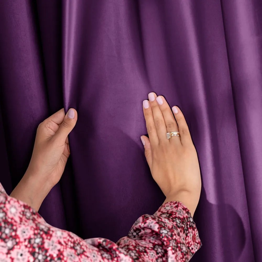 Draperie mov dimout (semi-opacă) din catifea 140x245 cm Pleat – Restilo