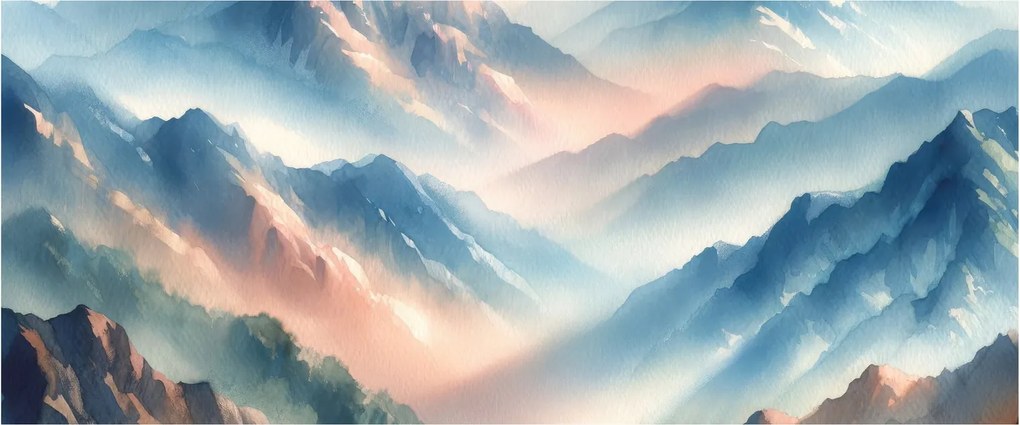 Tablou - Acuarelă munți (120x50 cm)