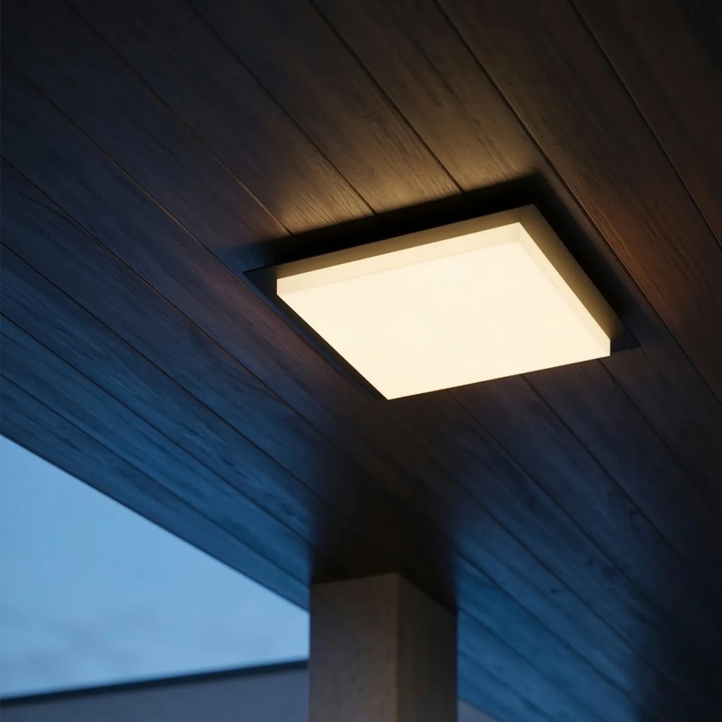 Plafoniera modernă neagră pătrată cu LED inclus IP44 - Lys