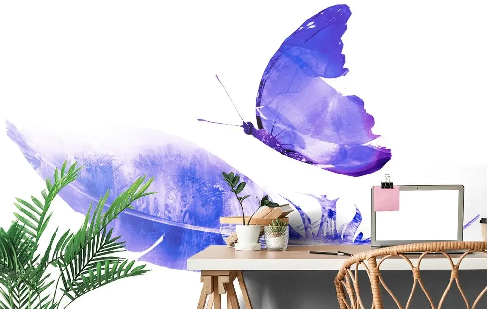 Tapet pană cu fluture în design violet