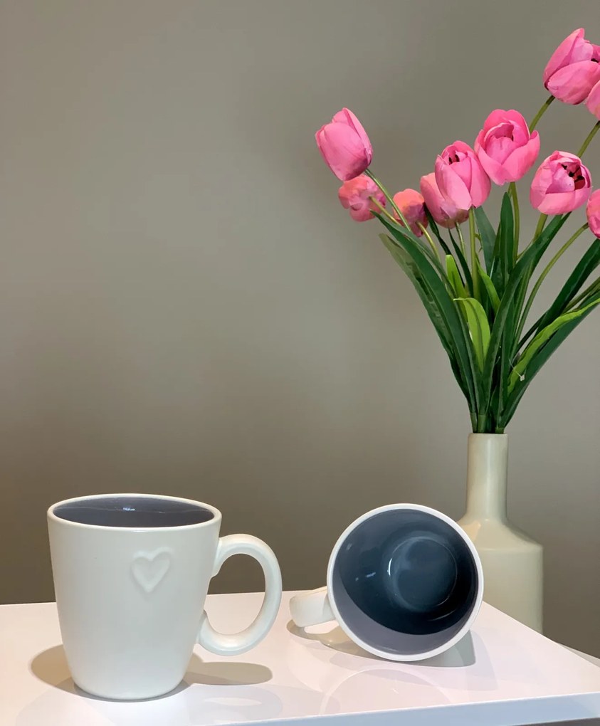 Cana Ceramica LOVE White 400 ml Albastru