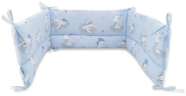 Aparatoare pentru patut 140X70 cm din bumbac 210X30 cm teddy bears on clouds blue