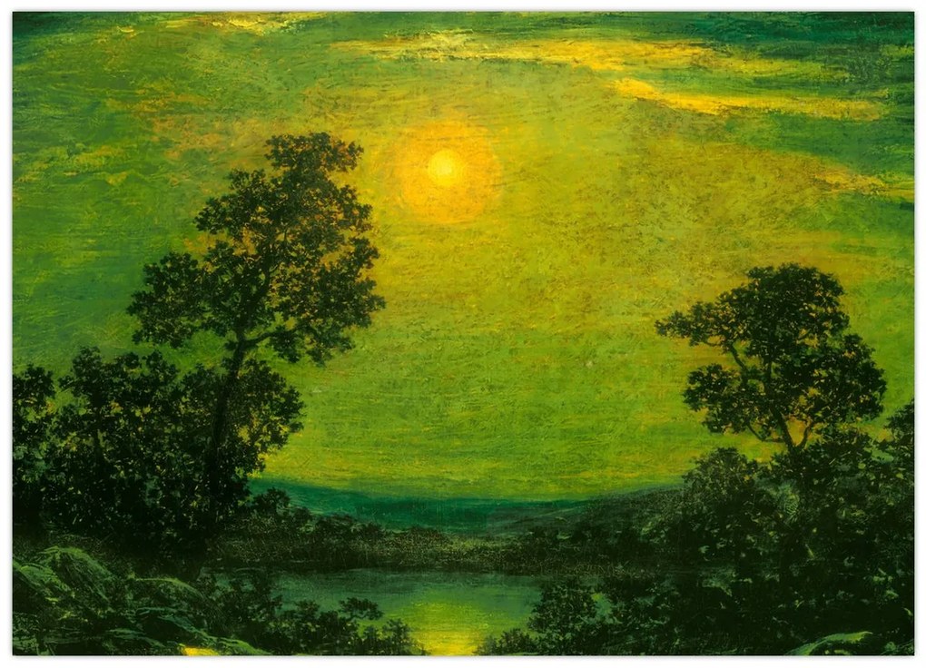 Tablou pe sticlă - Imitator of Ralph Albert Blakelock, Moonlight, reproducere (70x50 cm)