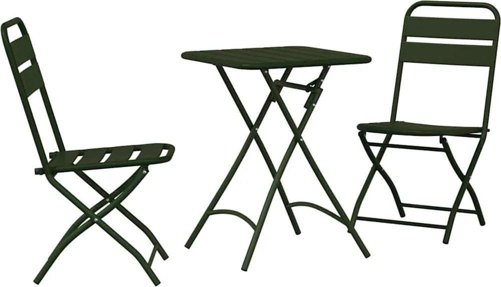 vidaXL Set bistro 3 pcs Verde Oțel