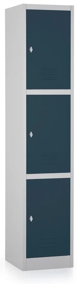 Dulap metalic - 3 cutii, 38 x 45 x 185 cm, încuietoare pentru lacăt, antracit - ral 7016