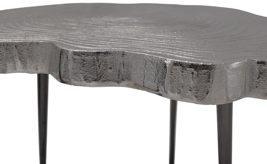 Masuta de cafea cu forma neregulata din aluminiu 65x56x50 cm argintiu