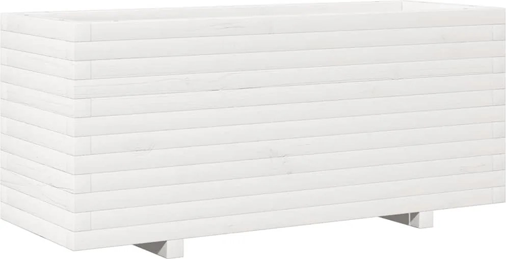 vidaXL Jardinieră de grădină, alb, 110x40x49,5 cm, lemn masiv de pin