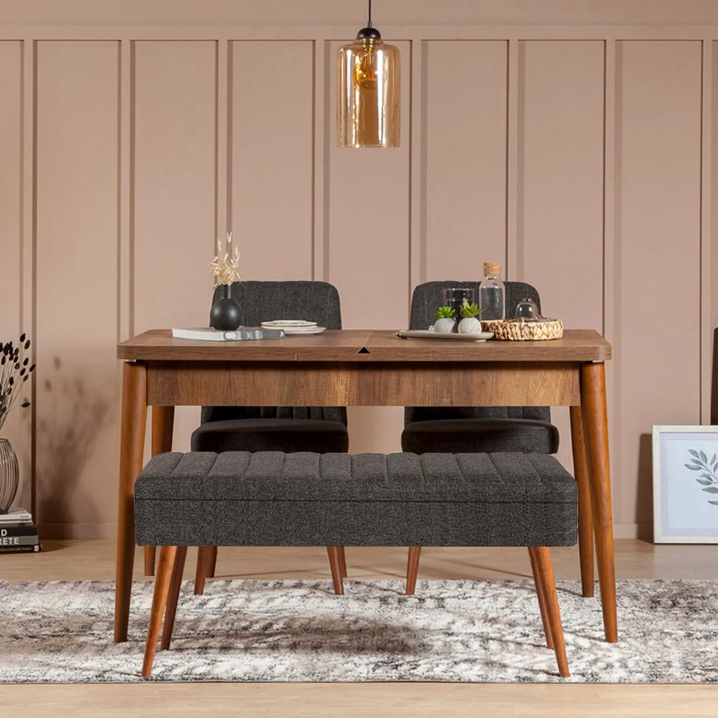 Set mobilier sufragerie Vlasta 1 (nuc + antracit) (pentru 4 persoane). 1073064