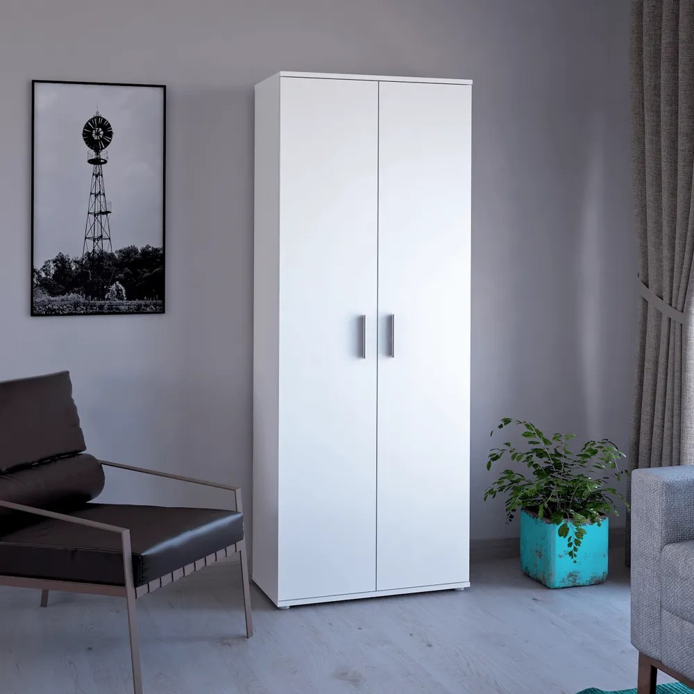 Dulap, poliţe, cu două uşi, alb, SERVO TIP 1