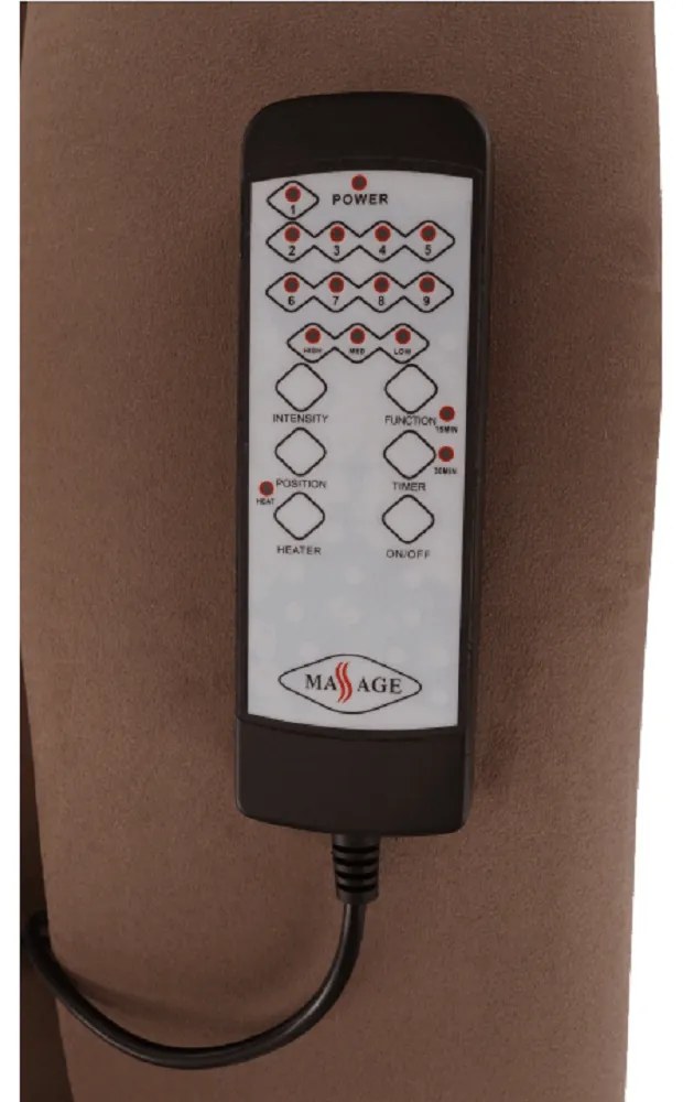 Fotoliu relaxant, cu funcţie electrică de vibraţie, textil maro, SUAREZ