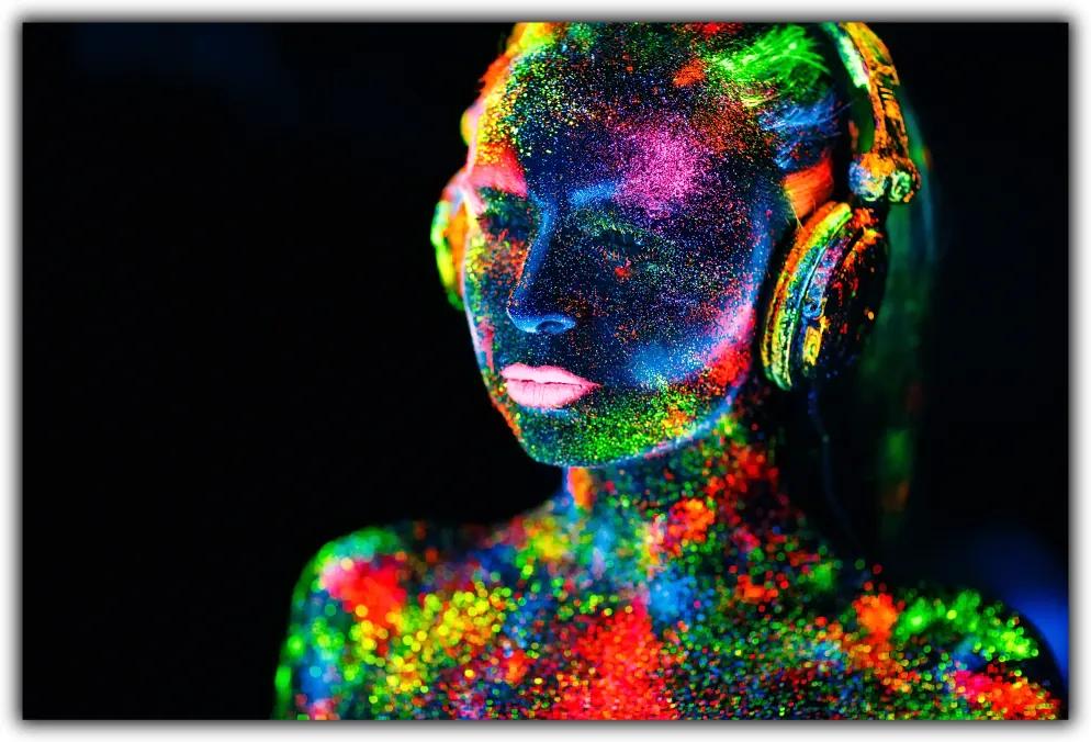 Tablou modern pe panou - painted DJ girl