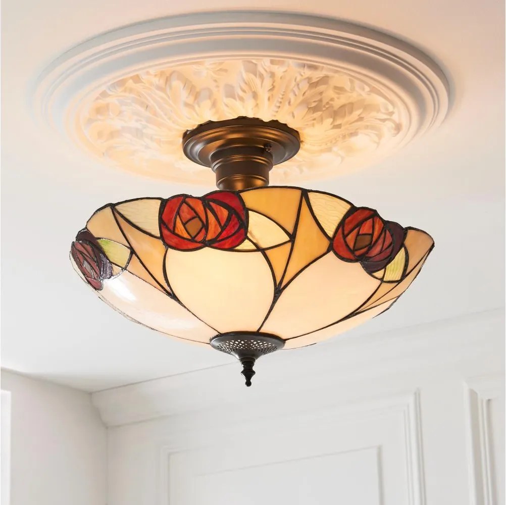 Endon 111907 - Lustră aplicată Tiffany INGRAM 3xE27/10W/230V, Ø 45 cm
