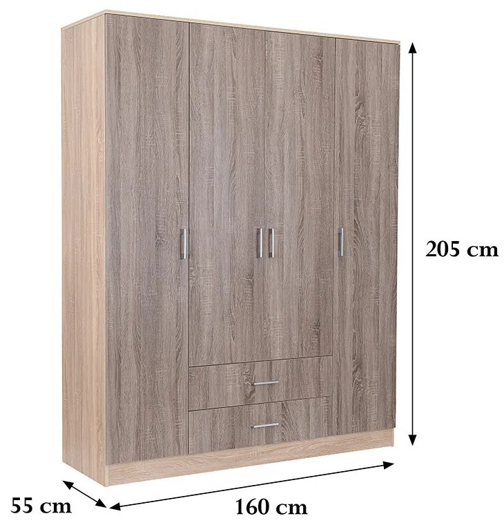 Dulap Miami 160x205 cm stejar York-stejar Sonoma