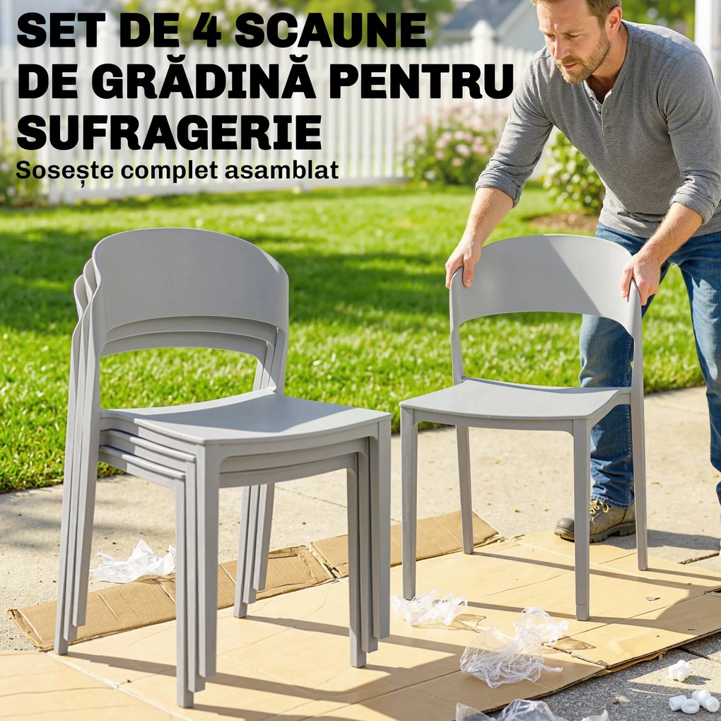 Outsunny scaune de grădină stivuibile, scaune de terasă, scaune pentru prânz | Aosom Romania
