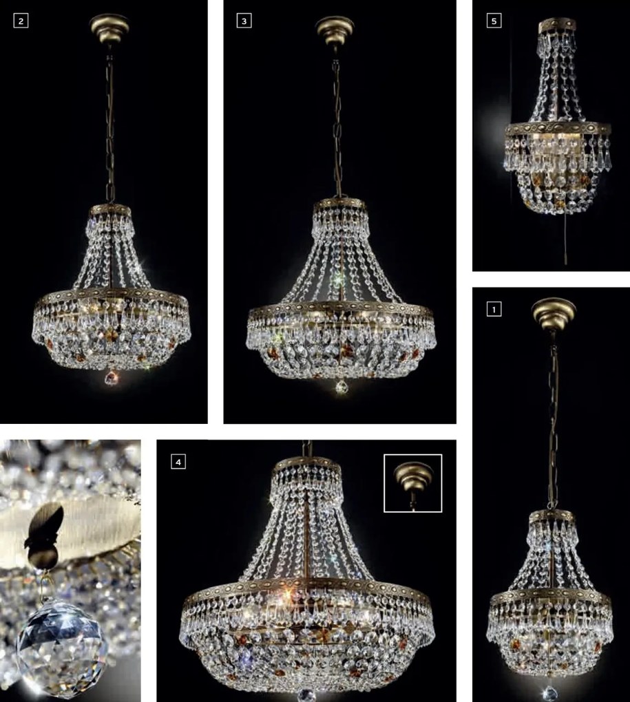 Lustra suspendata cristal Schöler design de lux Sheraton 35cm, antique brass