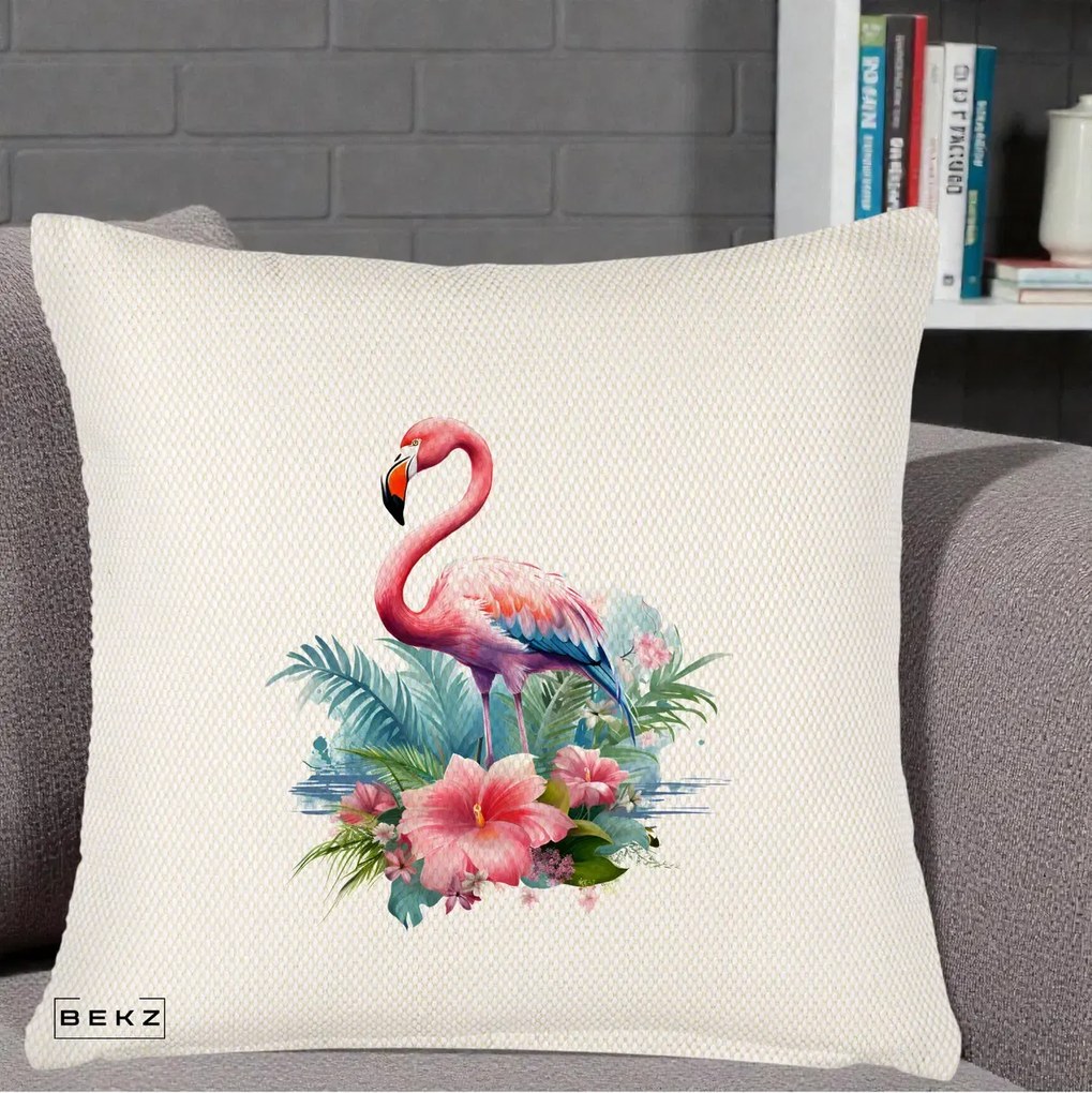 Perna Decorativa Raton in Halat Roz, 40x40 cm, Crem Reliefat, Husa Detasabila, Perna Inclusa, BEKZ®
