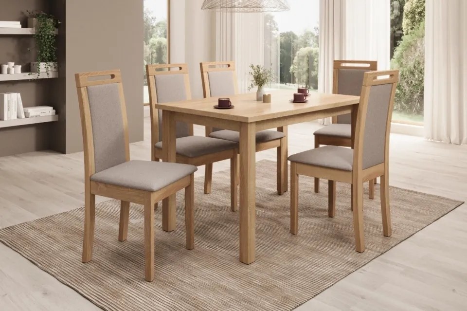 Scaun tapitat, din lemn, Nola VI, ADRK Furniture (Culoare: Negru / Opium 85)