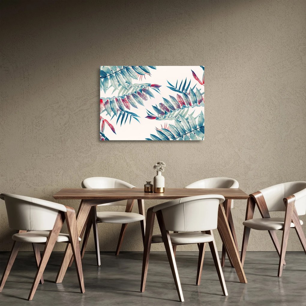 Tablou pe sticlă - Frunze tropicale (70x50 cm)