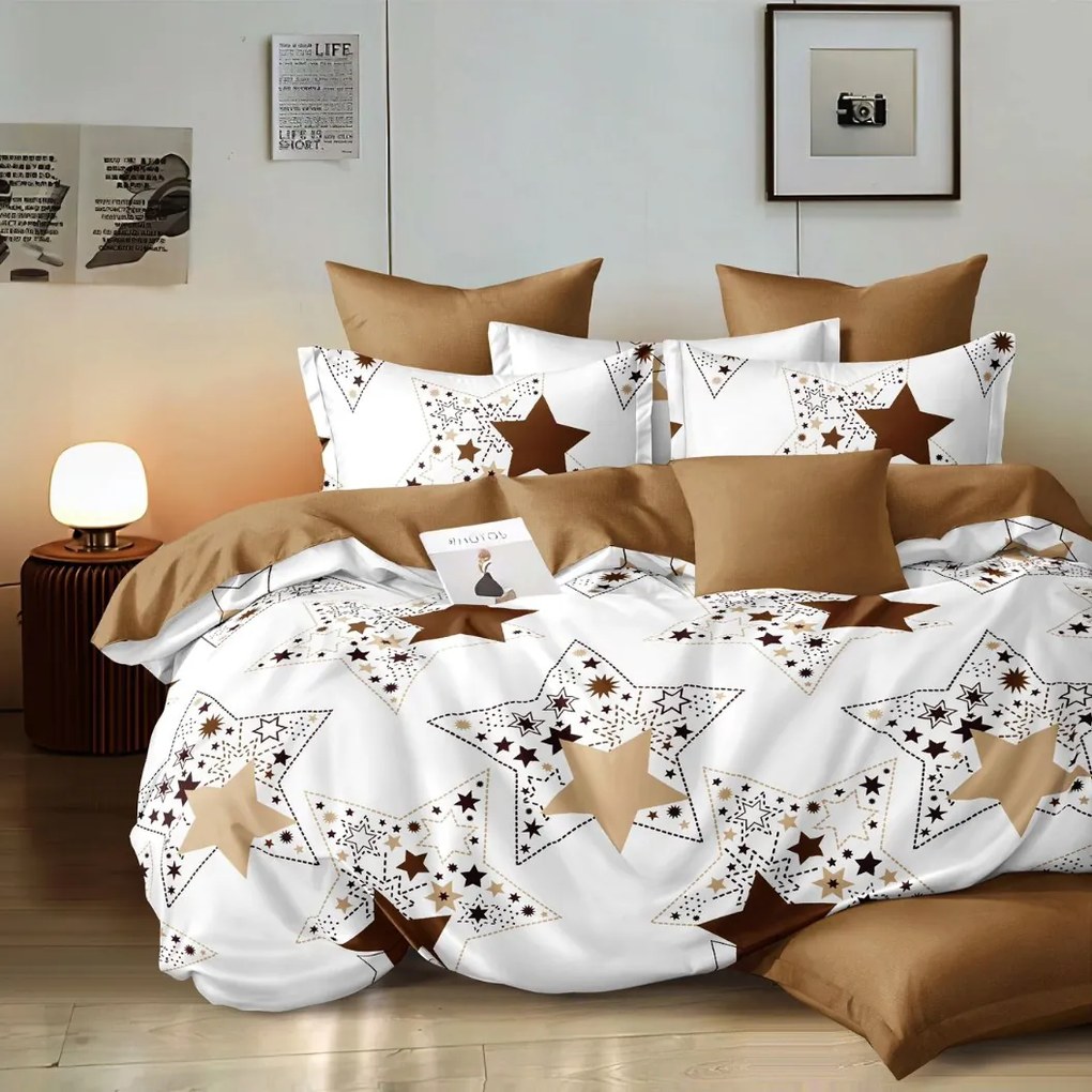 Lenjerie de pat 2 persoane, bumbac finet, 6 piese, 2 fete, SP17