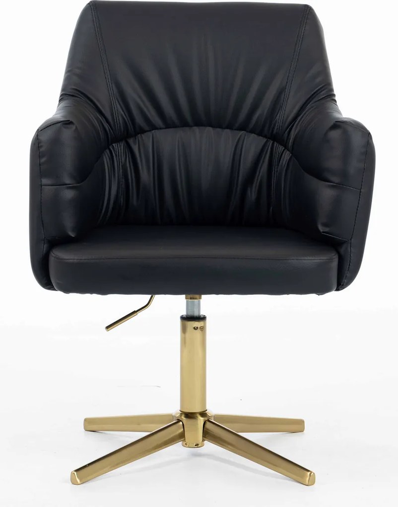 HR840CROSS Scaun Negru Piele Ecologica cu Bază Aurie