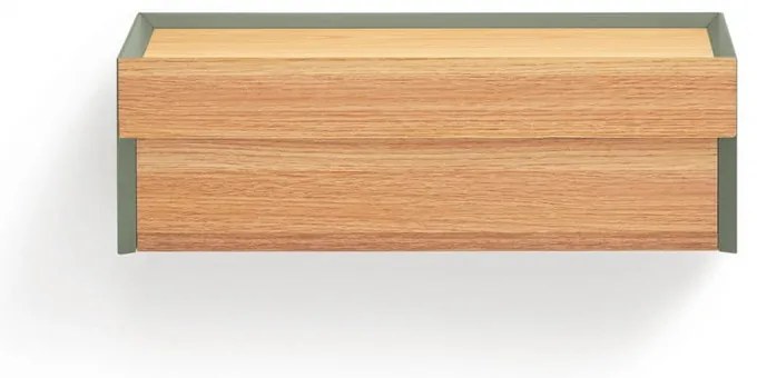 Noptieră verde suspendată cu blat cu aspect de lemn de stejar Arista – Teulat