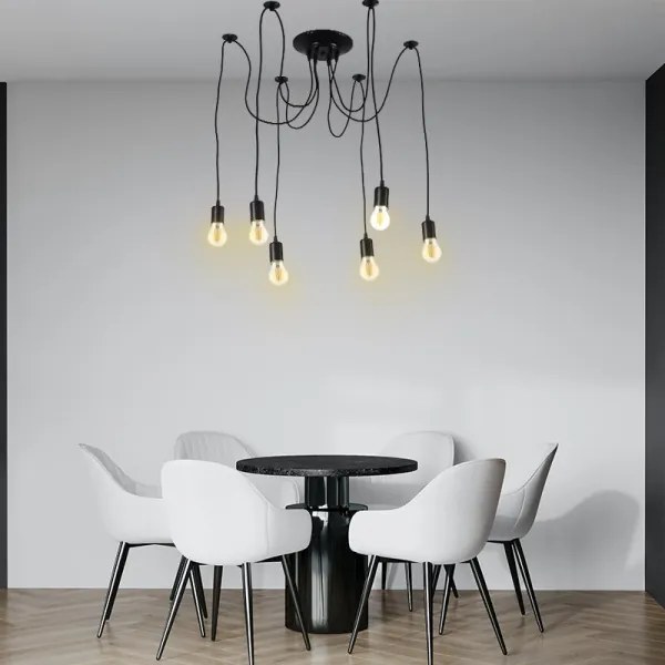 Cablu de alimentare 6xE27/60W/230V negru