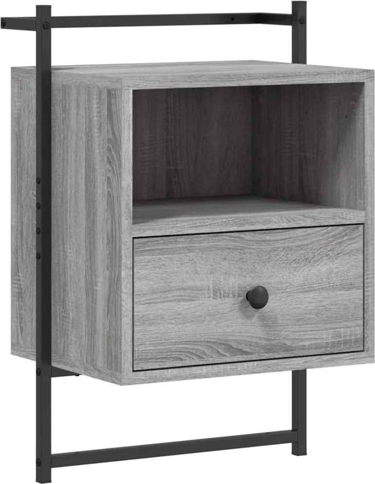 vidaXL Noptieră de perete, gri sonoma, 40x30x61 cm, lemn prelucrat